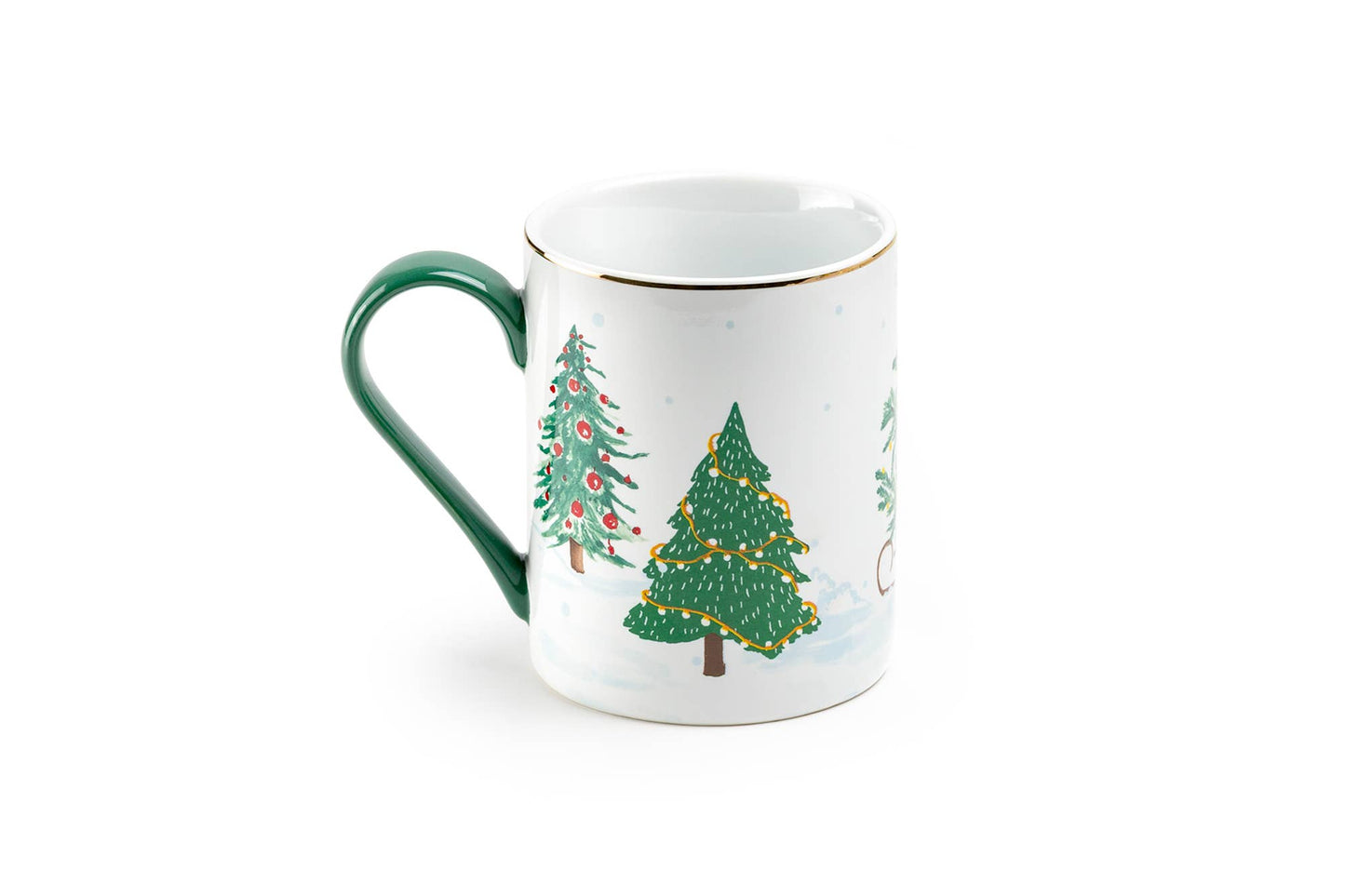 Jolly Snowman 11oz Fine Porcelain Mug with Green Handle