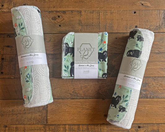 Paperless Towels - Black Cats & Mushrooms