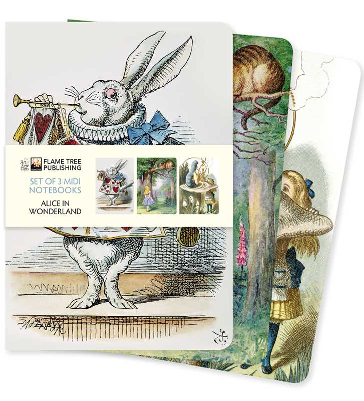 Alice in Wonderland Set of 3 Midi Notebooks by