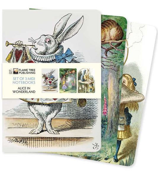 Alice in Wonderland Set of 3 Midi Notebooks by